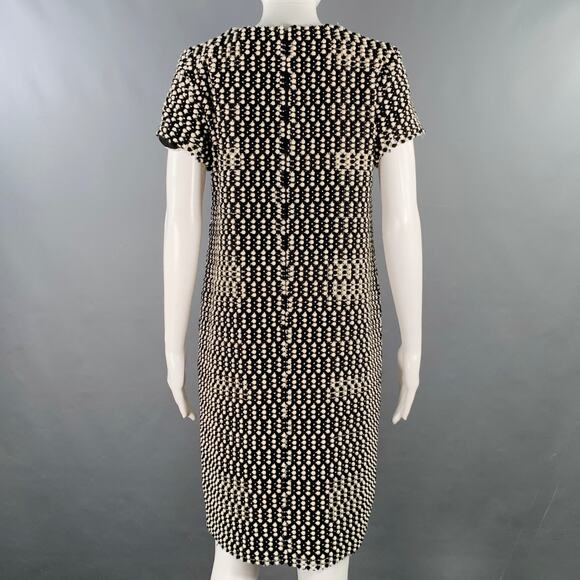 BLACK FLEECE Size M Black White Wool Blend Textured Shift Dress - Picture 4 of 6
